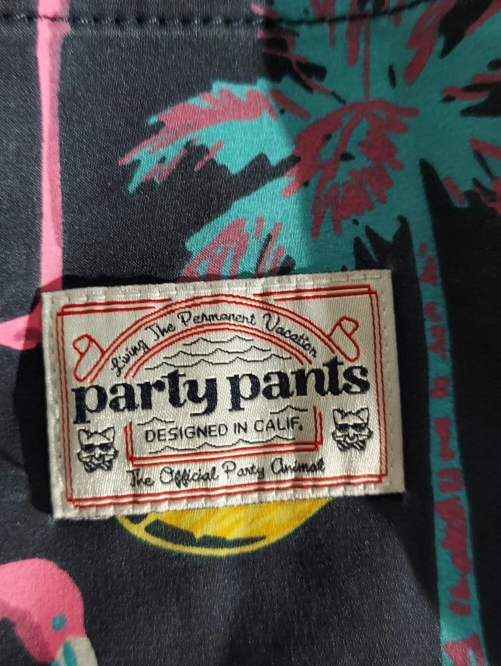 Party Pants Flamingo Navy Blue/Pink & Yellow Swim Resort Wear Short MN XXL NWT